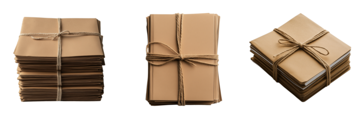 Organizing paper bundles office space stock on transparent background