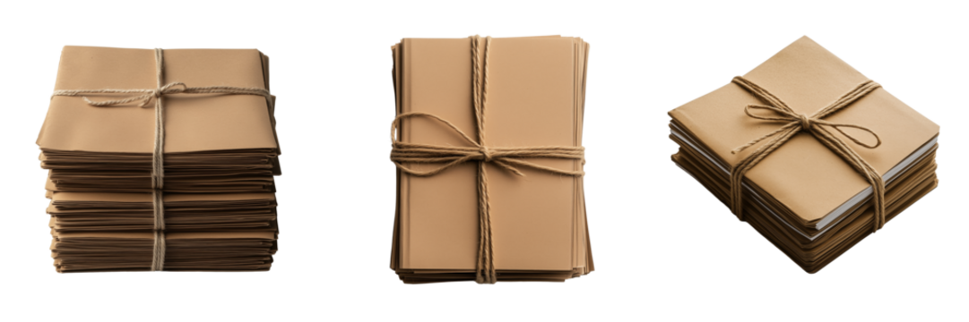 Organizing paper bundles office space stock on transparent background