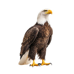 Obraz premium a majestic bald eagle stands proudly showcasing its striking features including a white head dark brown body and sharp talons symbolizing strength and freedom