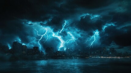 City storm, dramatic lighting