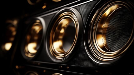 Close-up of high-quality audio speakers.