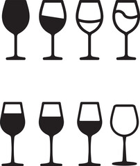 Different filled wine glasses vector icon set By oxinoxi
