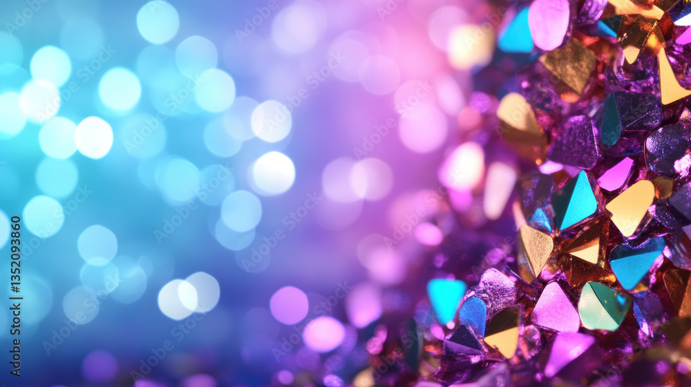 Poster shimmer background, colorful bokeh lights with shimmering shapes create a vibrant abstract backgroun