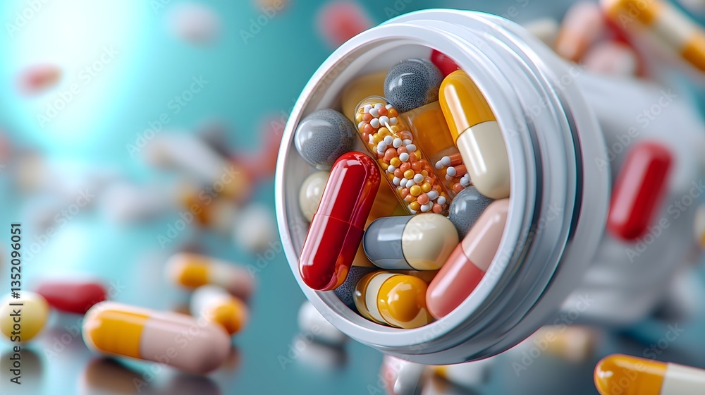 Poster intelligent antibiotic capsule with precision timed release system front view visualization of advan