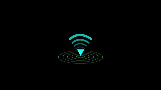 Wireless Icon loop animation, Minimalist icon design, WiFi signal meets ripple effect, concentric circles, wireless technology concept