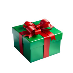 Obraz premium Green Gift Box with Red Ribbon and Bow - 3D Illustrarion