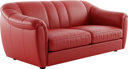 Elegant Red Leather Sofa Two Seater Modern Furniture Home Decor