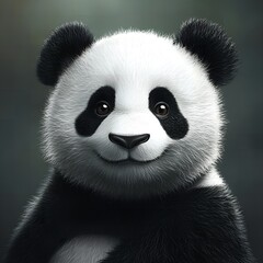 Naklejka premium Adorable Giant Panda Close Up Portrait Happy Smiling Expression Wildlife Animal