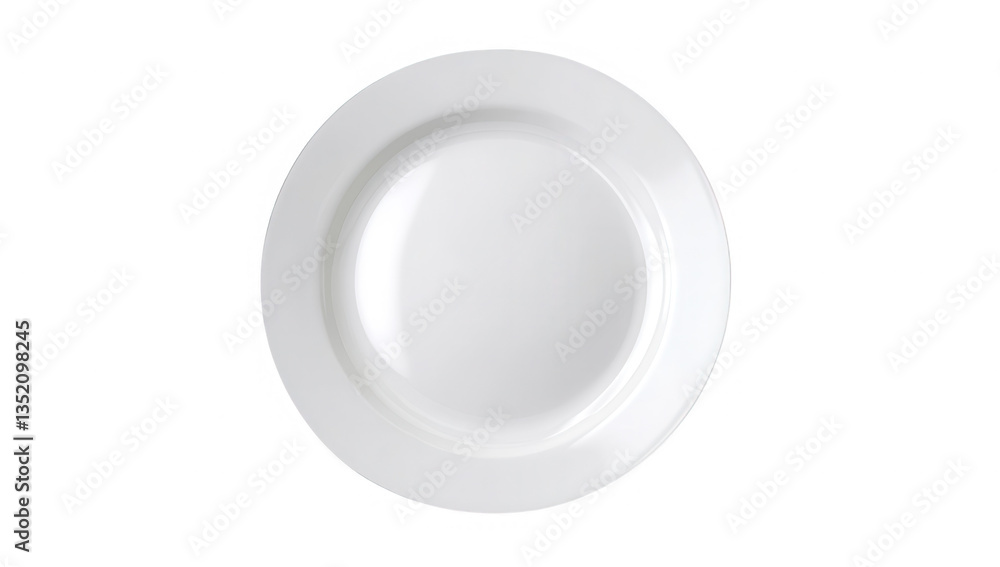 Poster a simple elegant white plate is centered on a clean white background emphasizing its minimalist desi