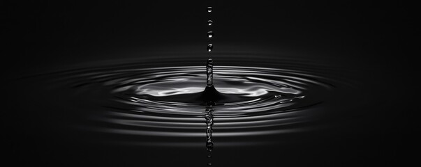Elegant water droplet creates circular ripples.