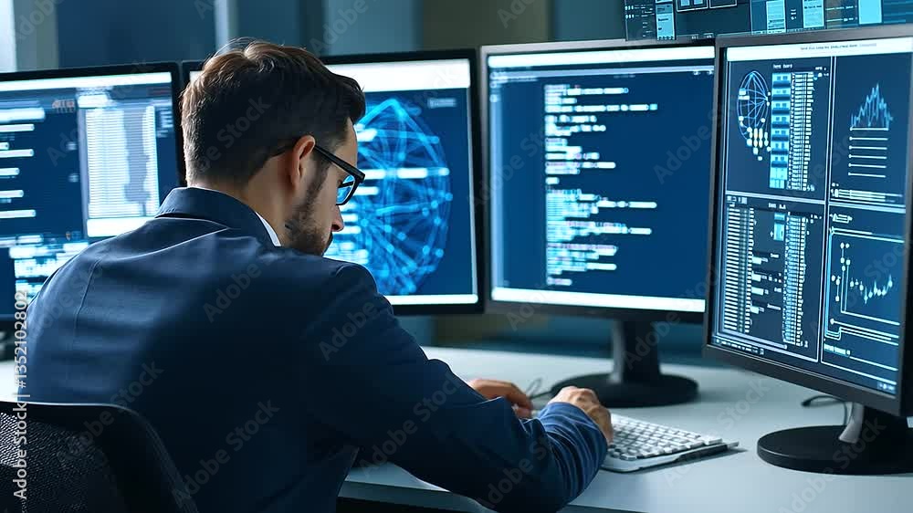 Poster cutting-edge digital security setup for identity authentication and safeguarding.