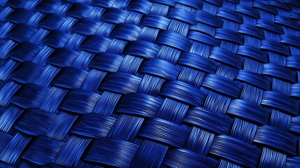 Abstract Woven Texture: A detailed, close-up shot of a woven texture, showcasing a pattern of interwoven strands in shades of blue, providing a strong sense of depth and tactile sensation.
