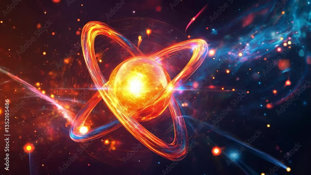 Aufkleber explore the intricate details of atomic structures and energy interactions in a vibrant digital univ