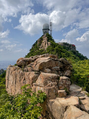 Rocky peak of Mount Gwanaksan with radar tower