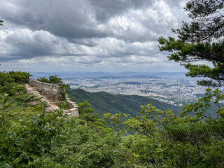 Ancient Fortress Wall with a Panoramic View of Seoul