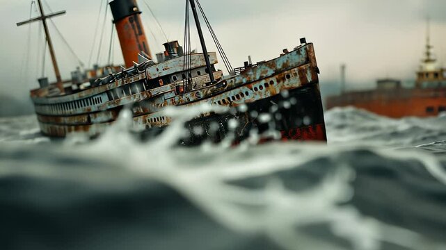 A model of the titanic. A sinking rms. A generative ai for the titanic. A replica of lifestyle the titanic.