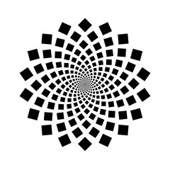Spiral grid of black square shapes