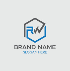 Letter RW monogram Logo with vector template design