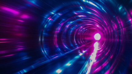 Abstract Blue and Pink Speed Light Tunnel with Sci-Fi Vibe.