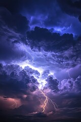 Obraz premium Dramatic storm clouds with lightning (5)