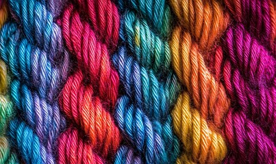Close-up view of a knitted fabric texture stripes. Cozy wool yarn pattern perfect for backgrounds