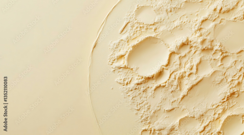 Poster textured surface: a close-up of a circular area with a textured, light-colored surface, showcasing t