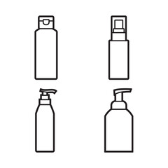 four black and white cosmetic bottle vectors