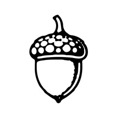 Minimalist Acorn Outline on White Background