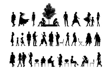 People Silhouette Architectural Figures