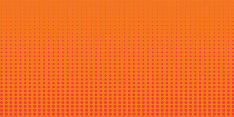 Obraz premium Dots halftone orange color pattern gradient texture with technology digital background. Dots pop art comics with summer background. grunge halftone