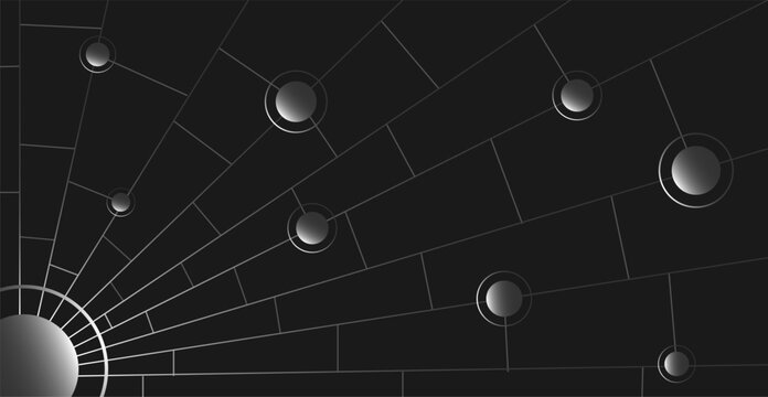 Abstract Futuristic Web. Vector Art. Abstract background with dynamic web-like lines coming from the center in different directions. Planet modeling.