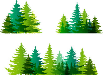 Obraz premium Tree silhouettes collection. Vector decoration elements.