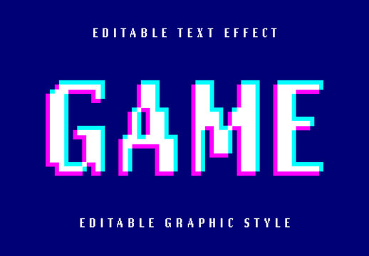 Blue And Fuchsia Glitch Digital Pixel Arcade Bold Text Effect