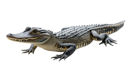 Fototapeta premium Crocodile, full body, on Png Format and Transparent Background