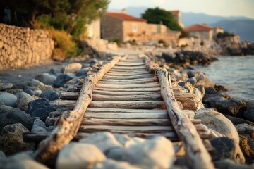 Fototapeta premium Wooden walkway by the sea