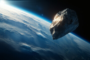 Großer Asteroid schwebt über der Erde im Orbit 