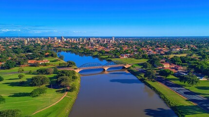 Fototapeta premium Aerial View of Formosa City, Argentina: A Breathtaking Panorama of the Rio Paraguay