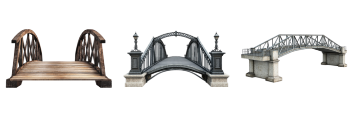 Bridge isolated on transparent background. PNG , Set of