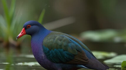 Colorful wading bird in marsh