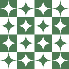 Checkered Background & Star Sparkle Vector Seamless Pattern Digital Paper &ndash; Retro Checkerboard with Glittering Stars, Aesthetic Geometric Tile Design for Scrapbooking, Sublimation, and