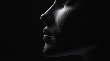 Profile silhouette in dramatic lighting.