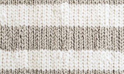 Close-up view of a knitted fabric texture stripes. Cozy wool yarn pattern perfect for backgrounds