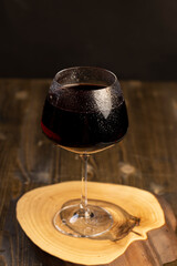 red drink in a glass glass