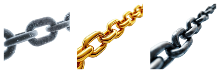 Connection chains isolated on transparent background. PNG , Set of