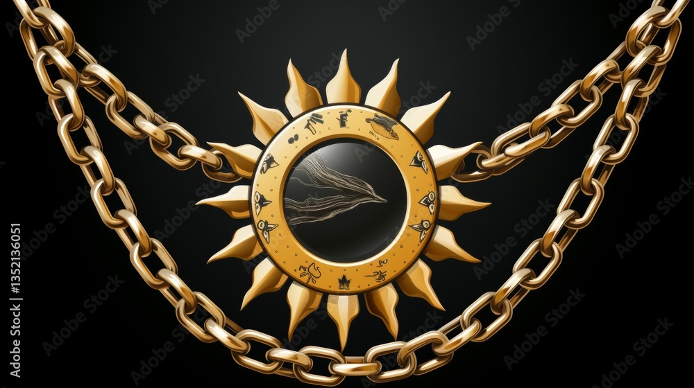 Poster creative sun chain background design for graphics and projects with minimalist detailing