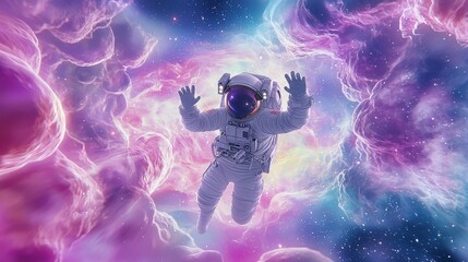 Astronaut training in a gigapixel universe space watercolor painting surreal environment cosmic perspective