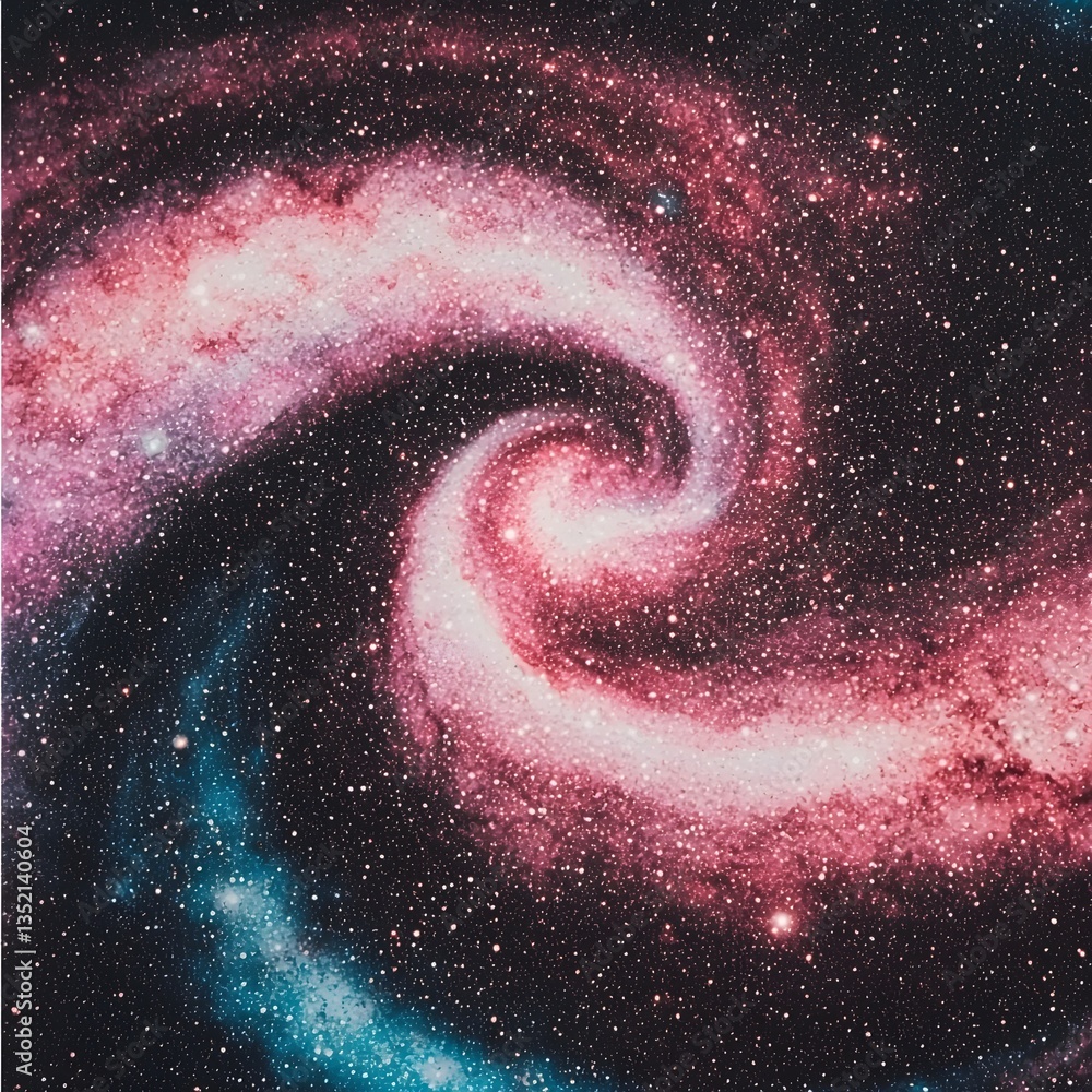 Poster Enchanting spiral galaxy with vibrant swirls of cosmic colors creating a mesmerizing celestial display