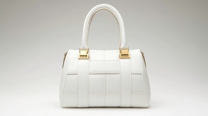 White quilted handbag on plain background