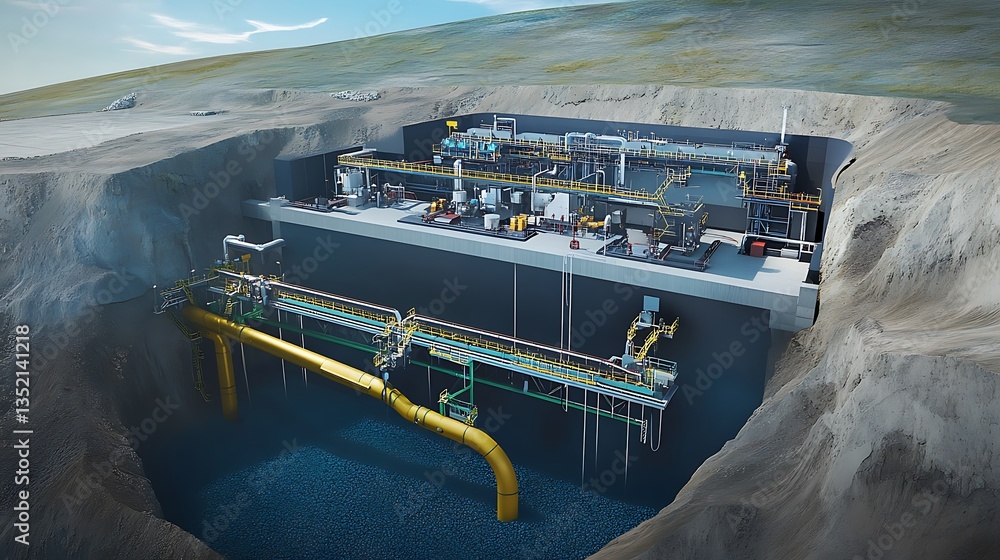 Wall mural detailed depiction of carbon capture technology with advanced systems extracting and storing co2 und