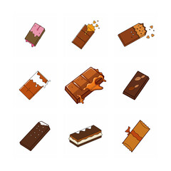 set of broken chocolate bar